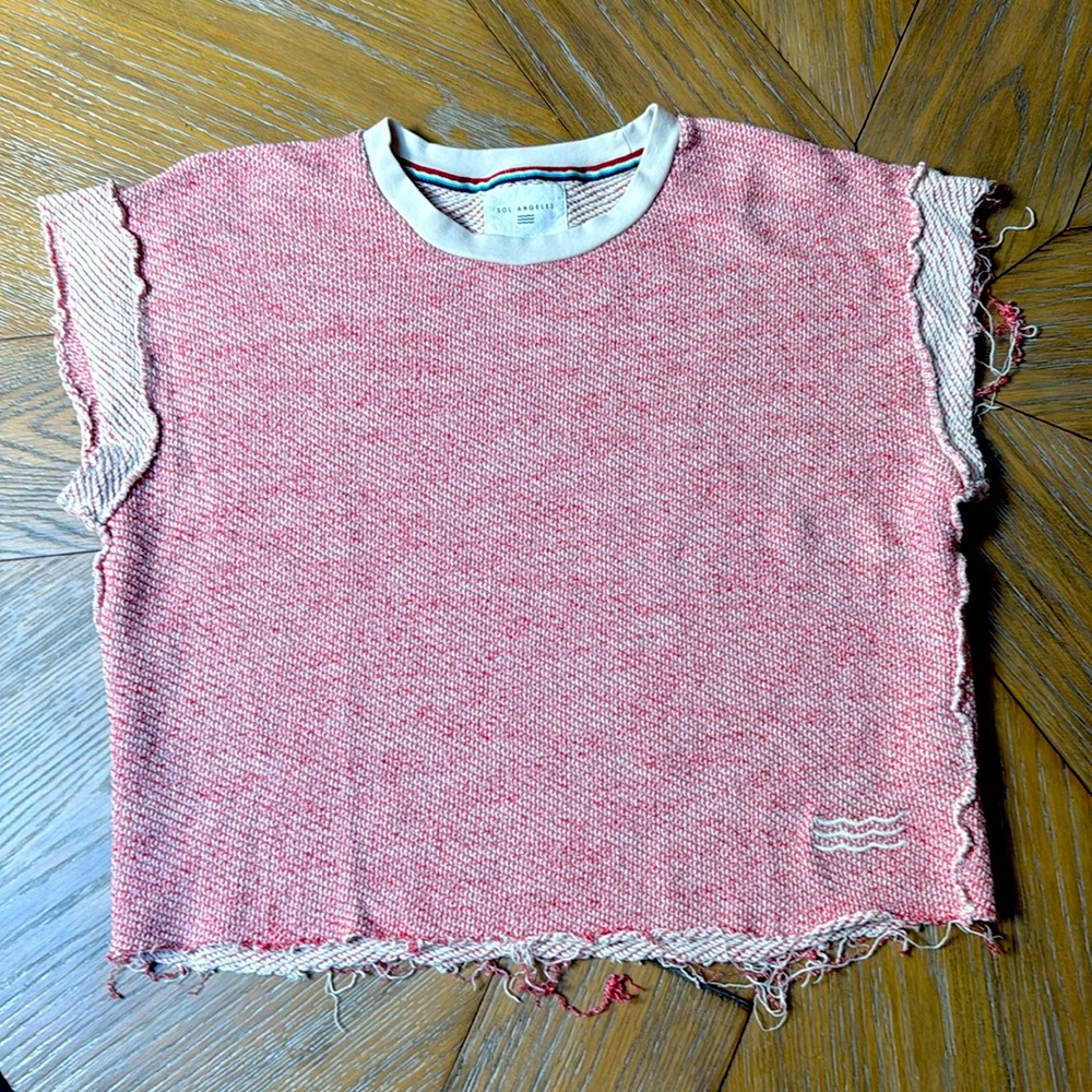 Sol Angeles Red and Cream Knit Top